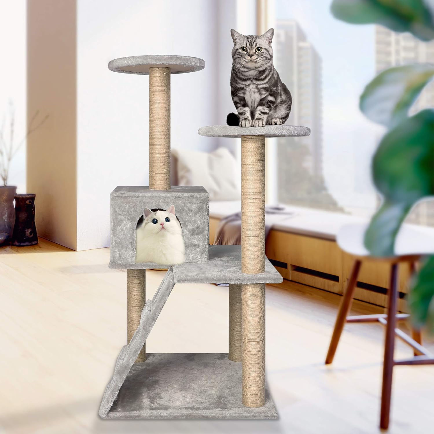 Cat Tree Condo – Muebles para mascotas, torre de actividades para gatitos de varios niveles, casa de juegos con postes rascadores de sisal (estilo 6)