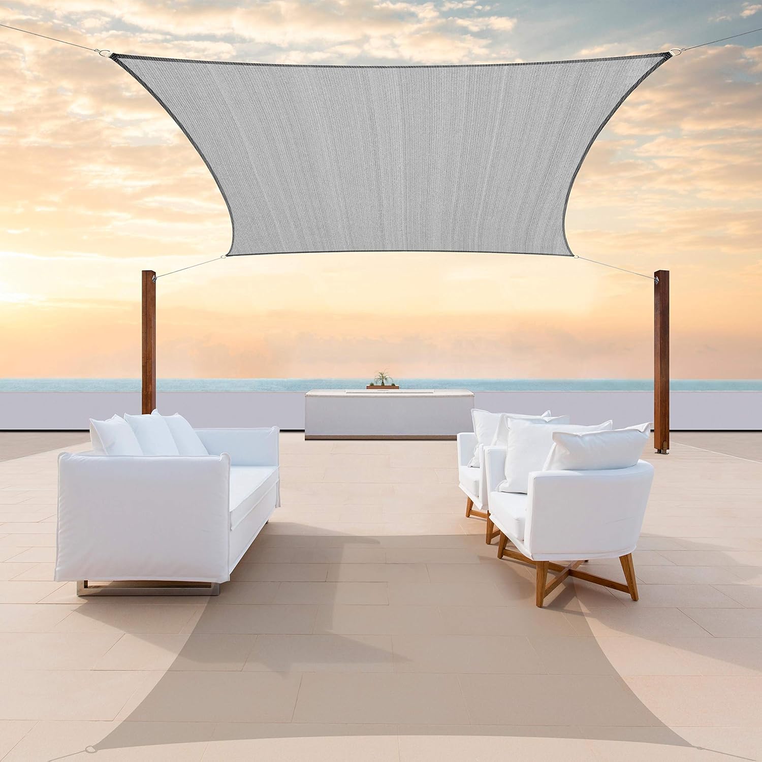ColourTree Toldo rectangular de tela de 10 x 16 pies, color gris, permeable al agua y bloqueo UV UPF50, resistente, para patio al aire libre