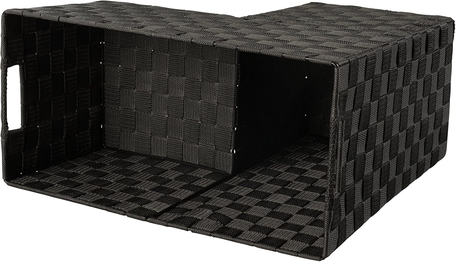 Cesta de escalera con asas para alfombras y escaleras de madera Nylon tejido (gris oscuro) – HomeModele