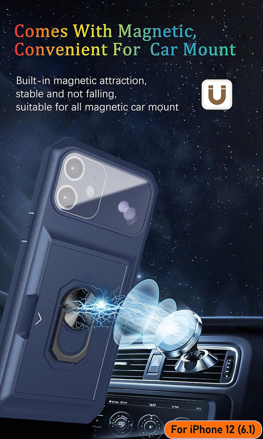 LMDAMZ Funda tipo cartera para iPhone 12, ranura para tarjeta de crédito, diseño portátil, resistente de doble capa acolchada de goma protectora