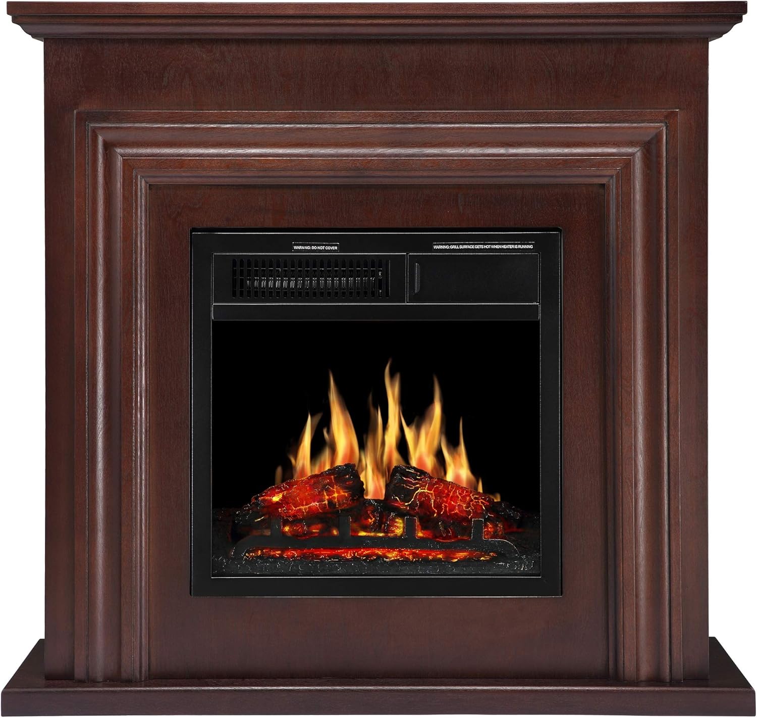 JAMFLY Chimenea eléctrica con mueble con repisa de madera, 36 pulgadas, para esquina, independiente, con hogar con efecto de troncos ardiendo, con