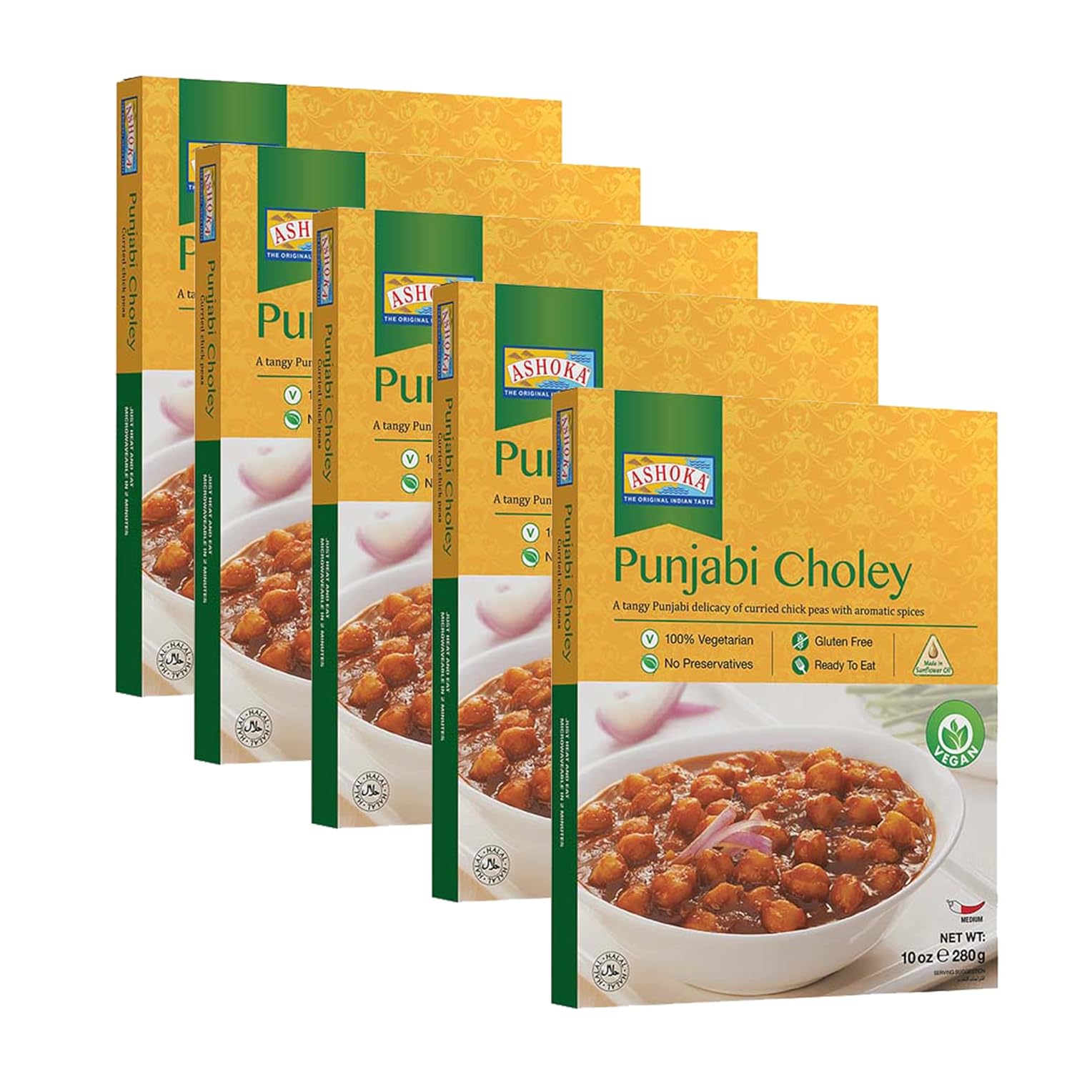 Ashoka Comidas indias listas para comer desde 1930, 100% vegano Punjabi Choley, comida india totalmente natural cocinada tradicionalmente, a base de