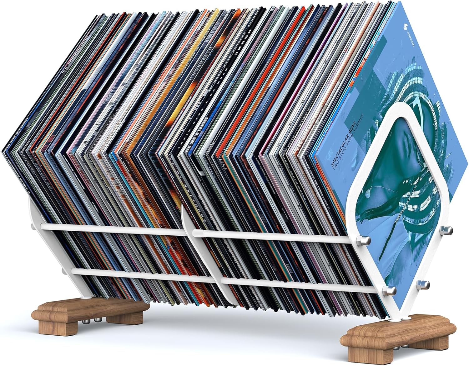 Soporte de almacenamiento para discos de vinilo, organizador de discos de vinilo, estante de exhibición de hasta 80 LPs de capacidad, estructura