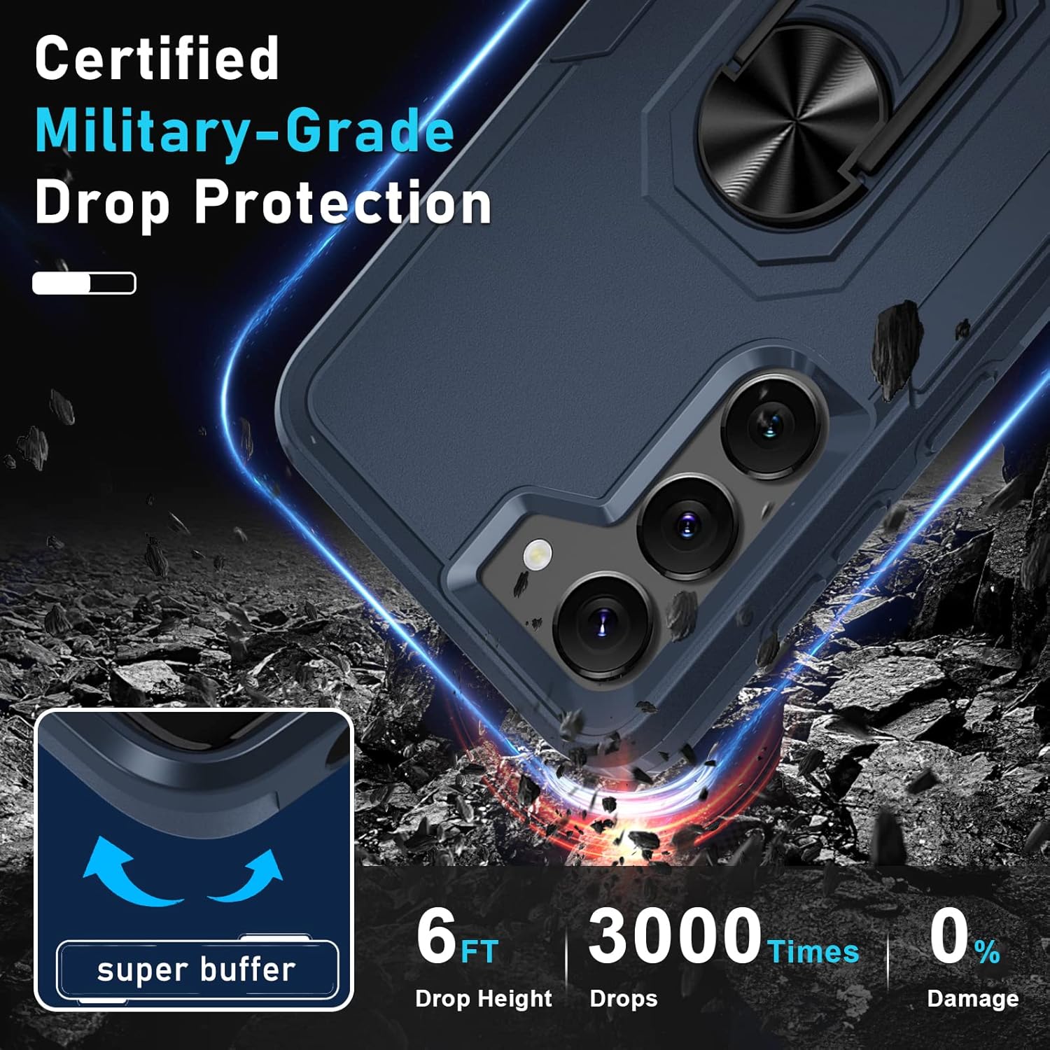 Janmitta Funda para Samsung Galaxy S23+ Plus con protector de pantalla + protector de lente de cámara, resistente a prueba de golpes, funda de