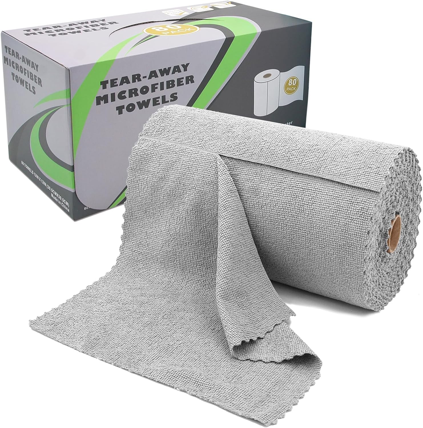 Paquete de 80 paños de limpieza de microfibra, paño de limpieza de microfibra de 12 x 12 pulgadas, el rollo de toallas de microfibra puede ser