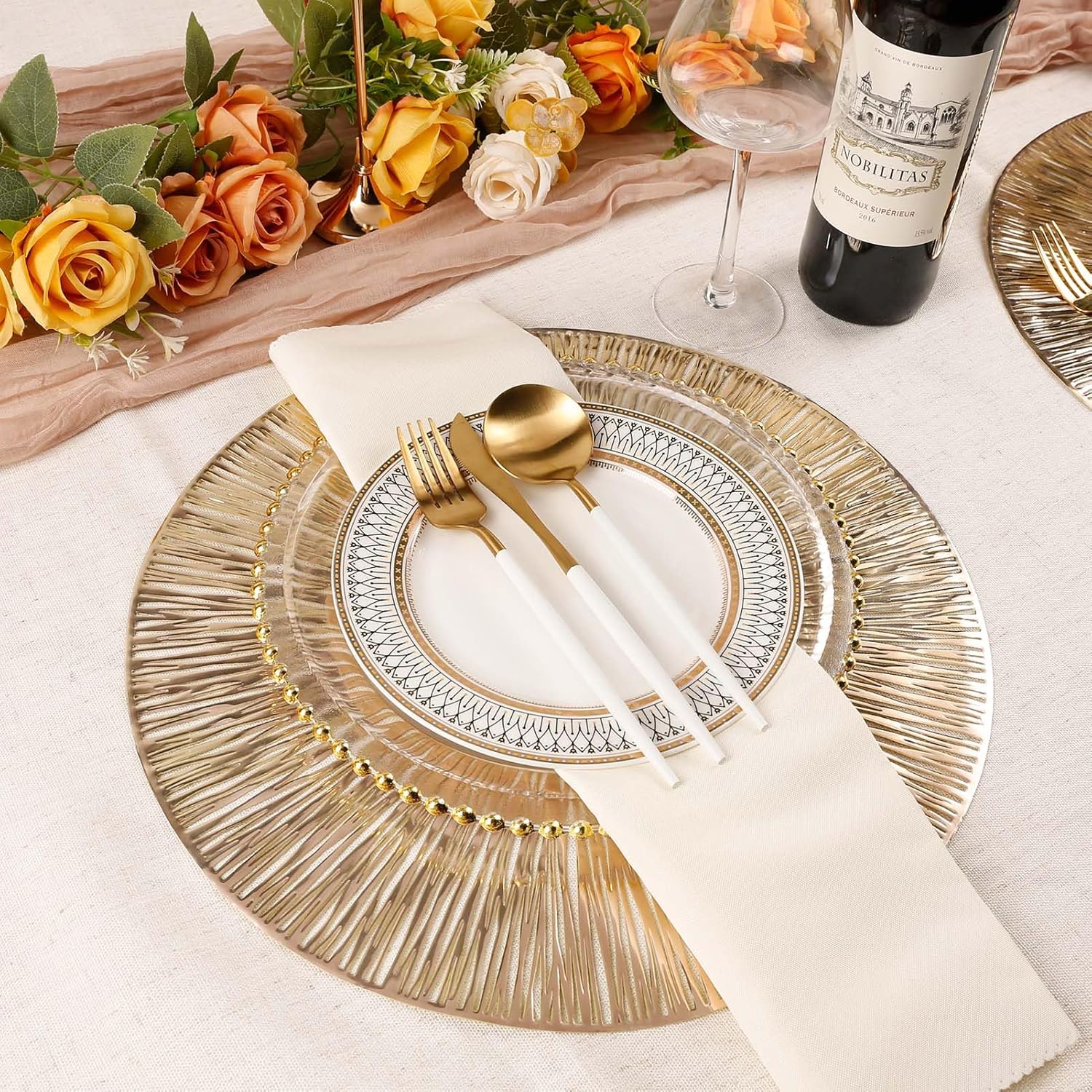 Evevda Juego de 6 manteles individuales redondos para mesa de comedor, manteles individuales de vinilo metálico prensado de plástico, decoración de