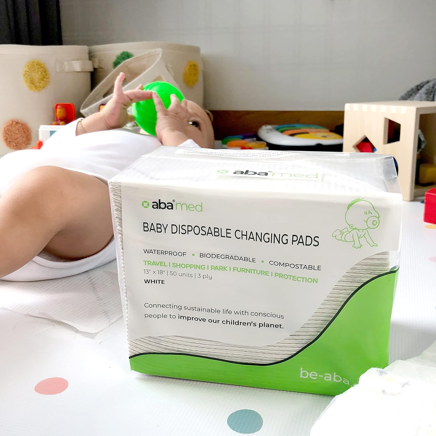 aba Paquete de 50 cambiadores desechables biodegradables compactos para bebés, impermeables, protectores de mesa, 18 x 13 pulgadas