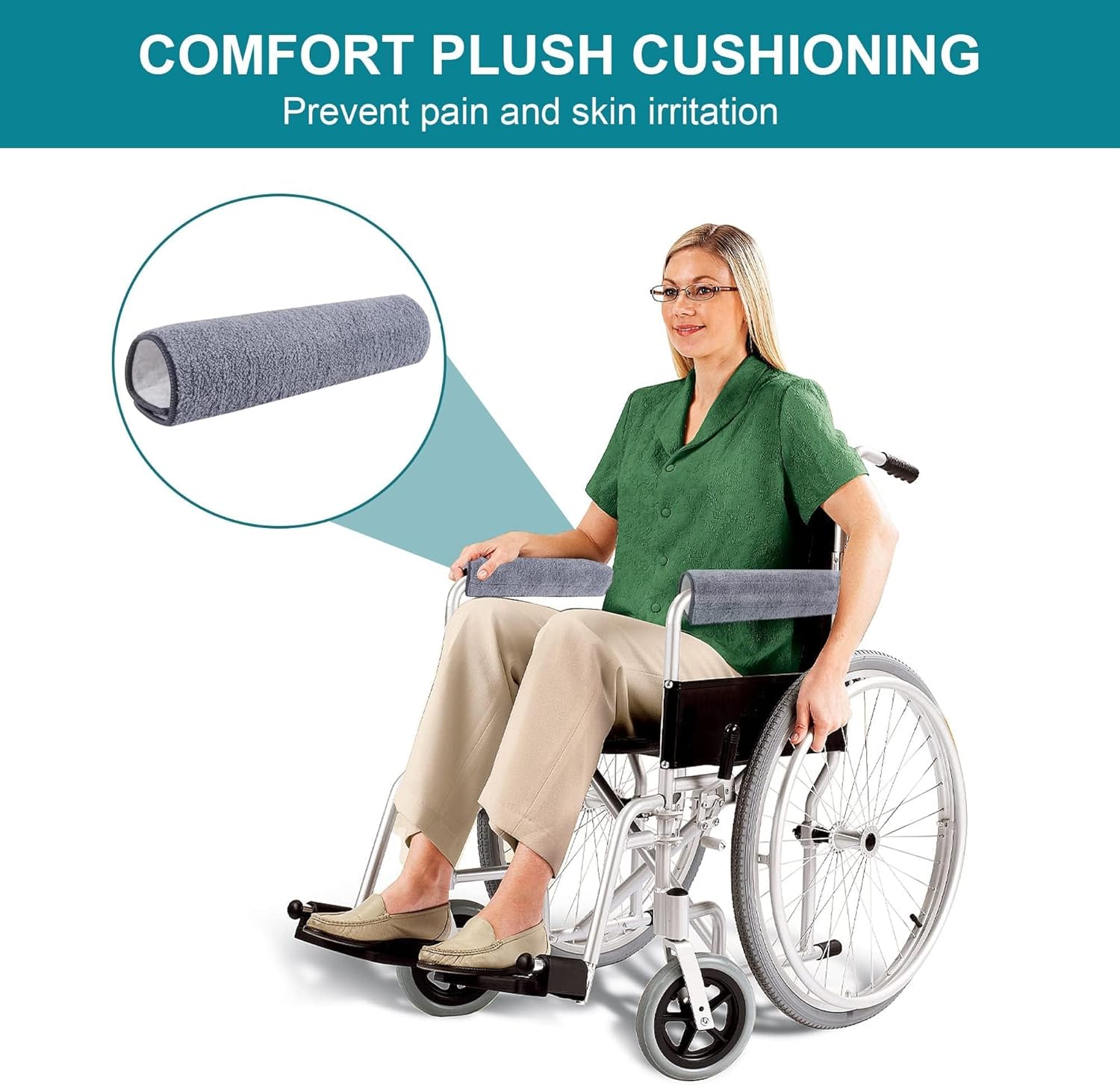 2 fundas para reposabrazos de silla de ruedas, tiras autoadhesivas ampliadas, cómodas y protectoras para sillas de ruedas, sillas de oficina y