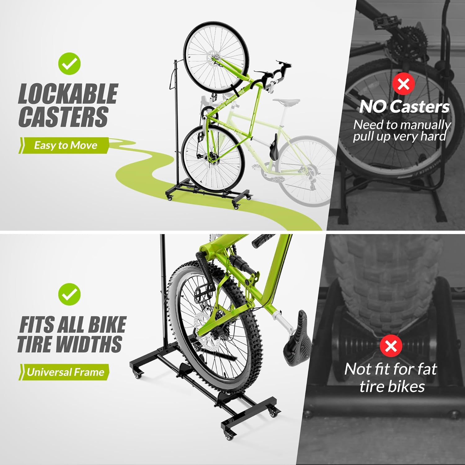 Soporte vertical para bicicleta, vertical y horizontal, altura ajustable, estante de almacenamiento de bicicletas para apartamento, estante de