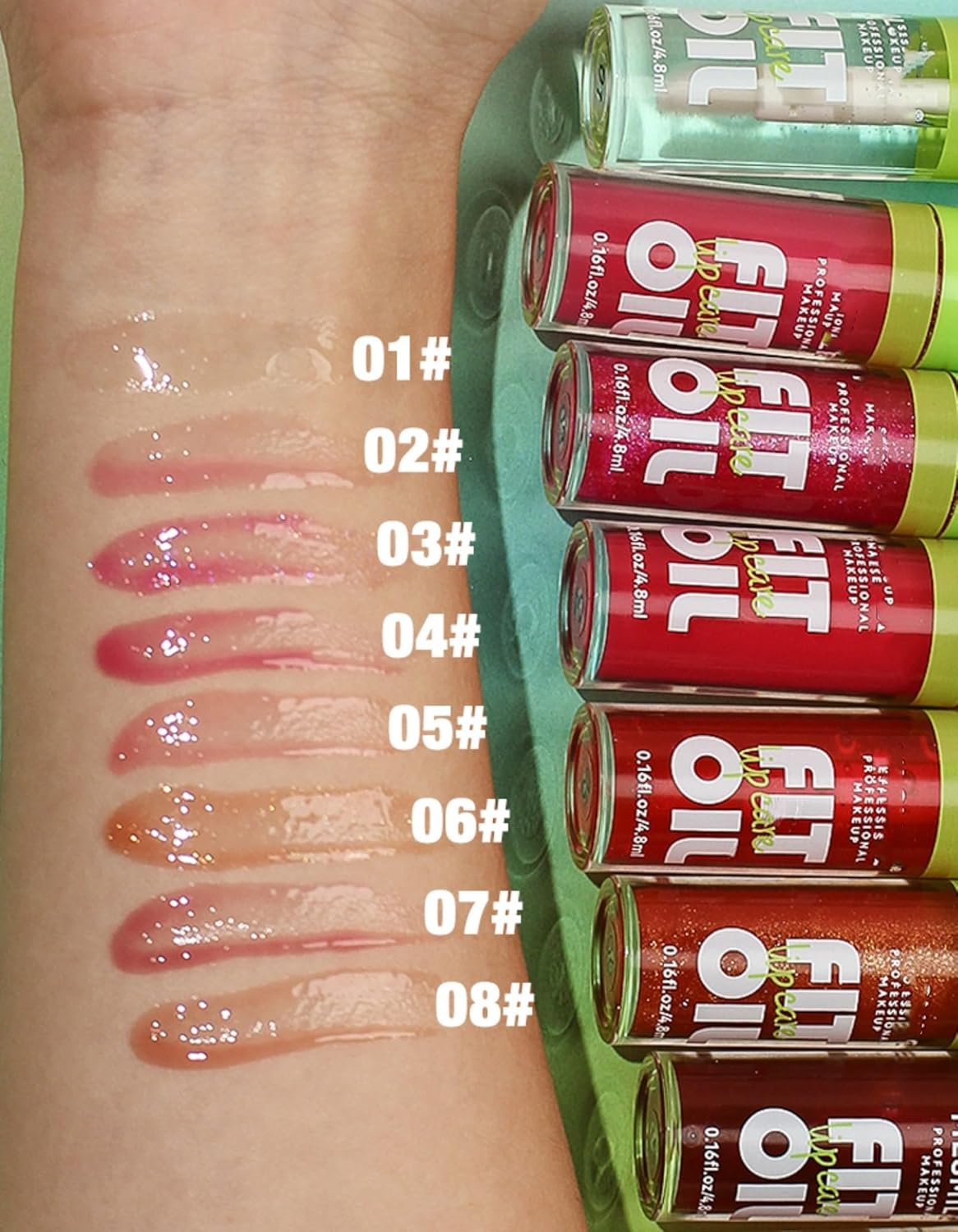 MAEPEOR Aceite de labios, color de labios brillante hidratante ultrahidratante, 16 tonos, cabeza de cepillo grande, antiadherente, de larga