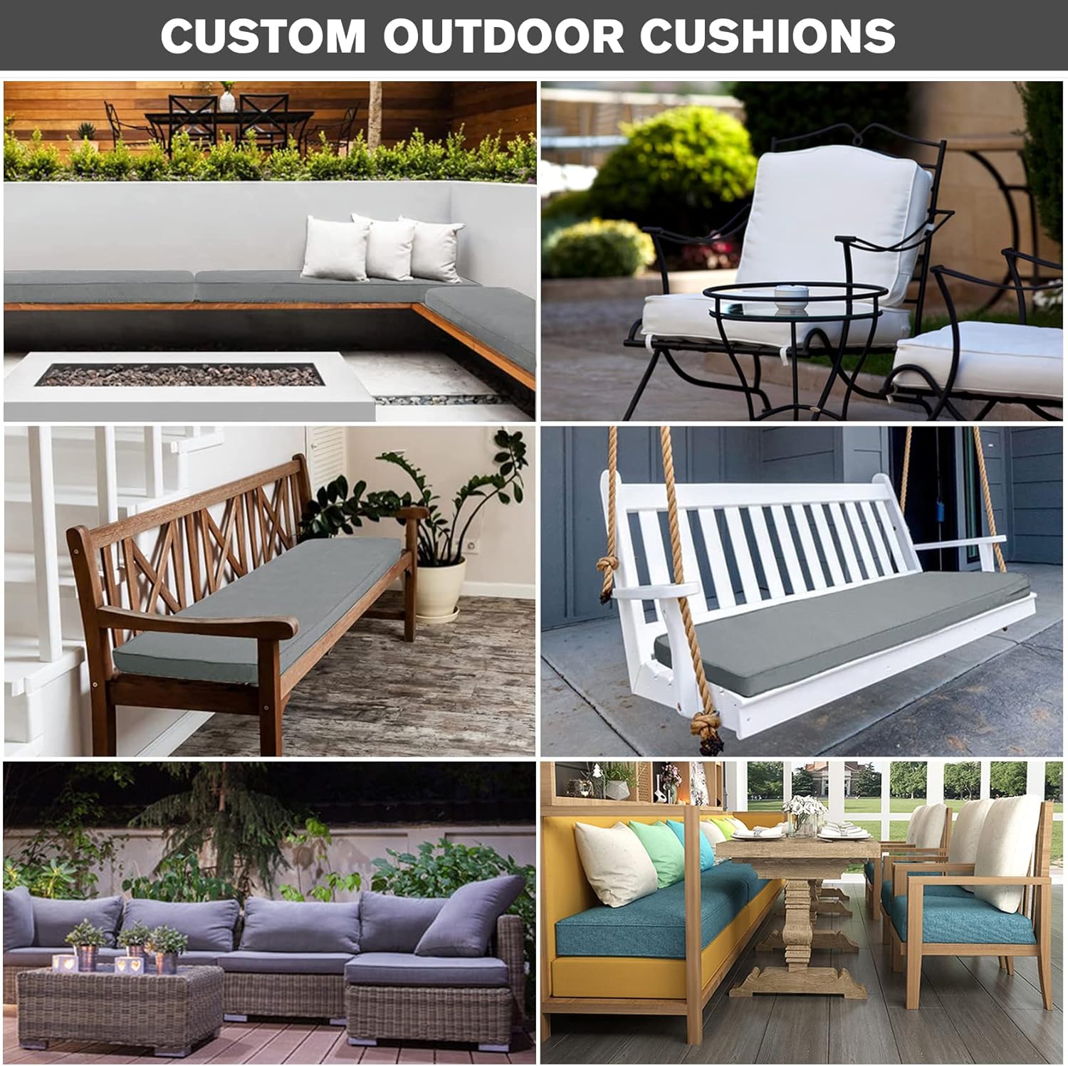 JBlWSGT Cojín de tamaño personalizado para banco, cojín de asiento de muebles de patio interior, cojines de banco personalizados, almohadilla