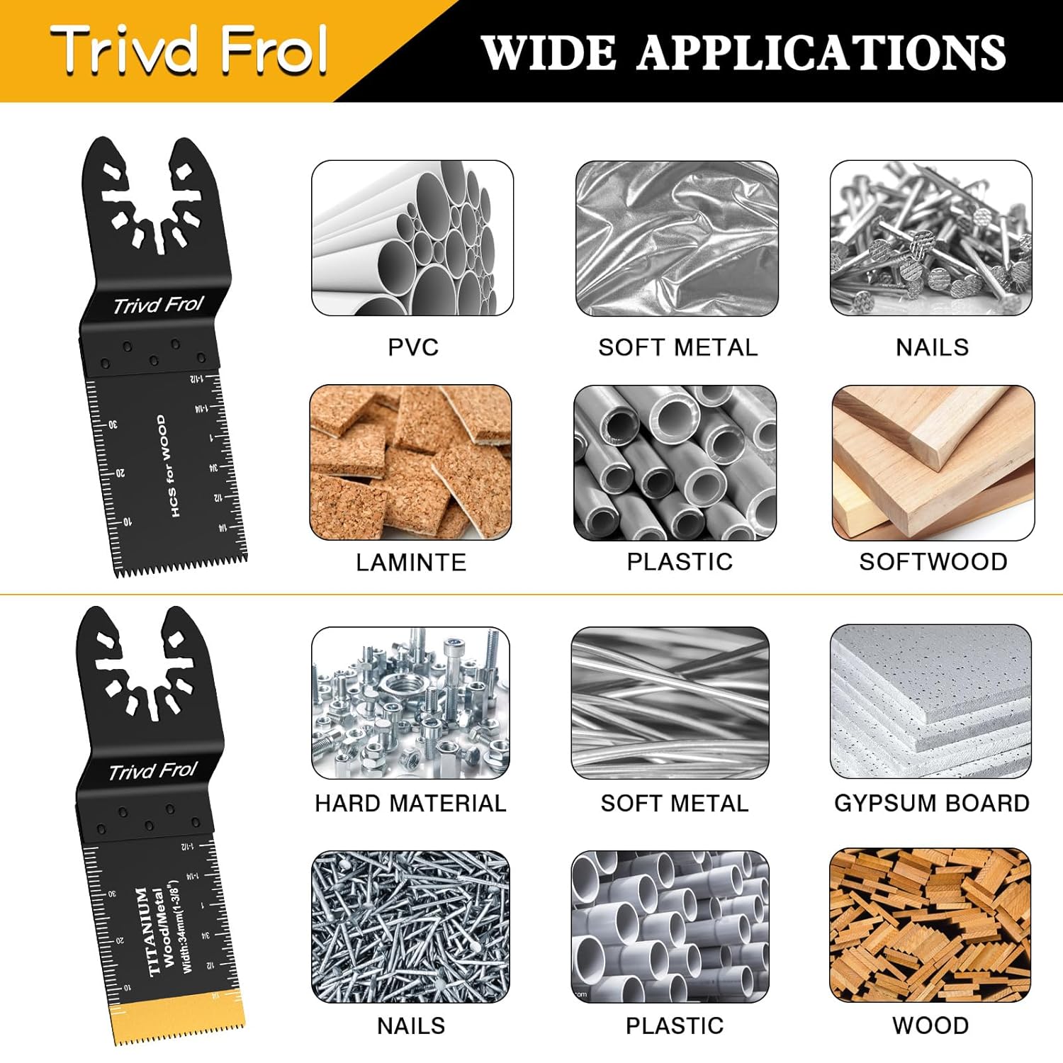 100 hojas de sierra oscilantes, cuchillas multiherramienta universales profesionales de titanio para madera y plásticos, metal, kits de cuchillas
