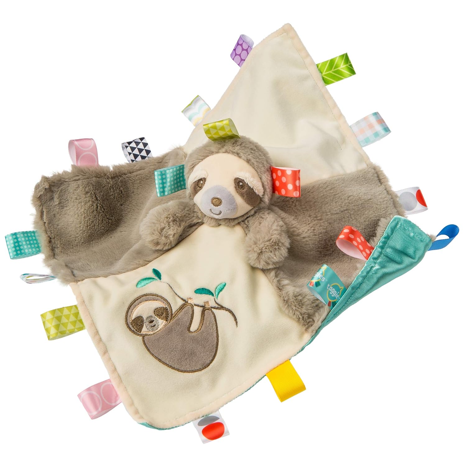 Taggies Manta de seguridad sensorial calmante para animales de peluche, melaza perezosa, 13 x 13 pulgadas