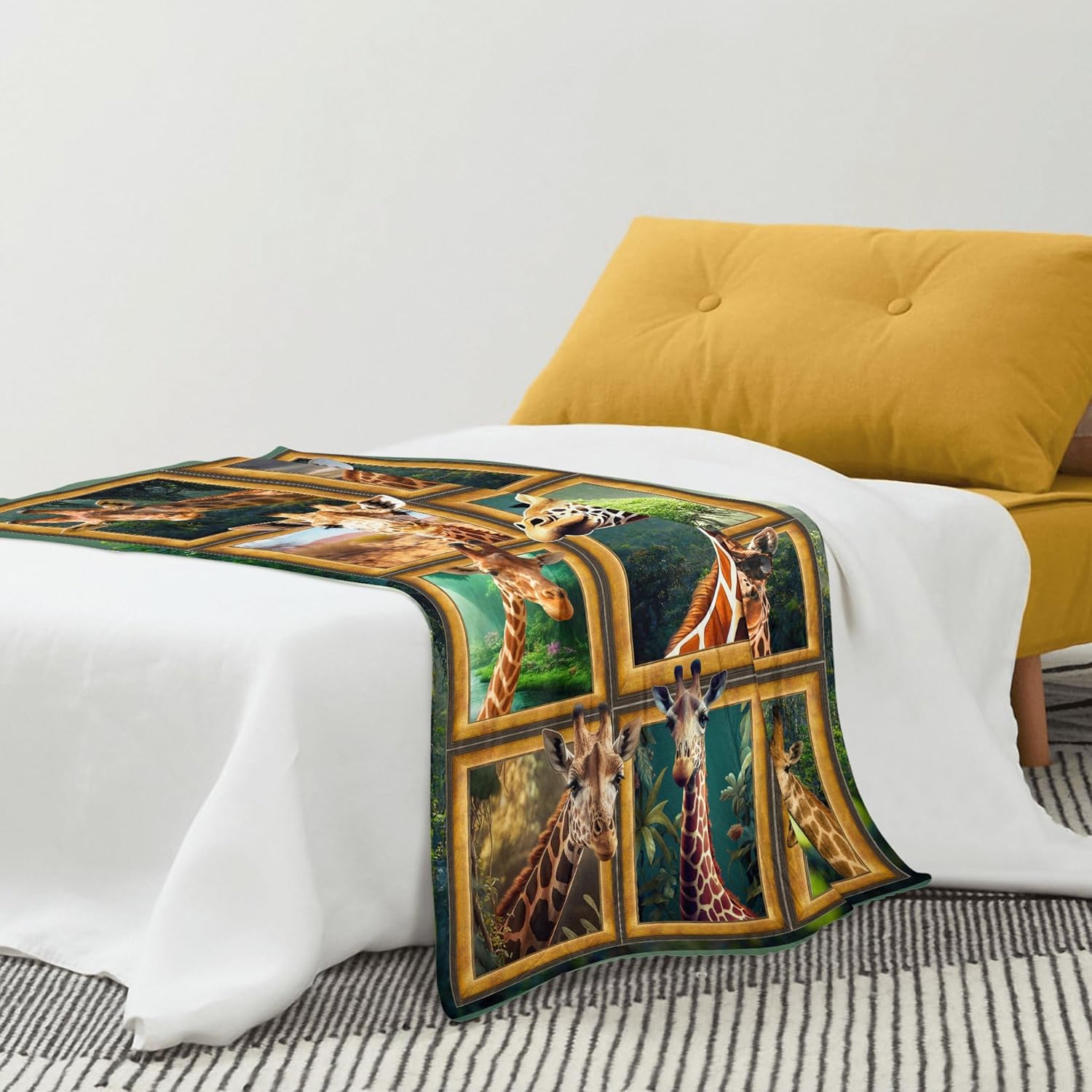 Manta de jirafa linda de 50 x 60 pulgadas, manta de forro polar de jirafa para mujer, manta para sofá, cama, hombres y niños, manta de felpa suave