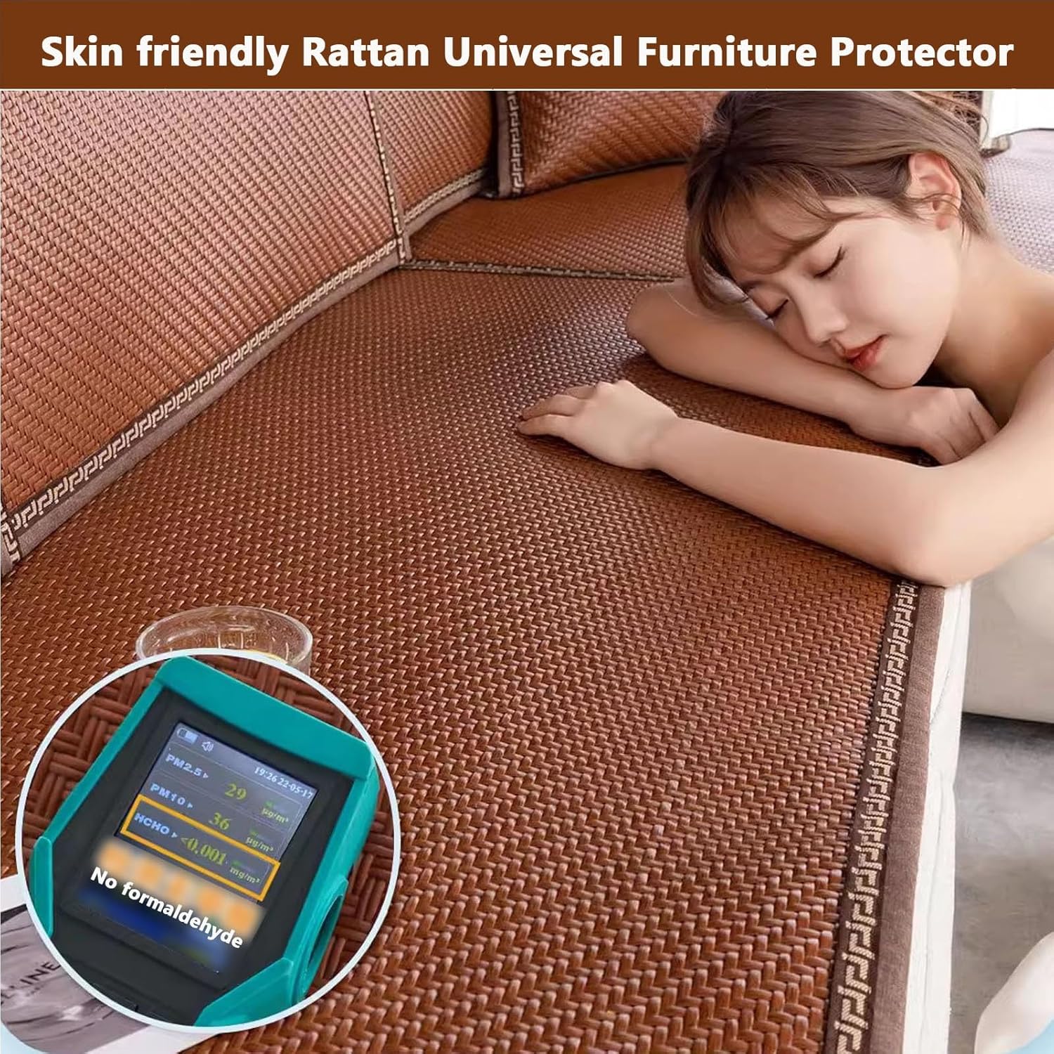 Fundas de sofá refrescante de ratán de verano para 234 plazas, funda de sofá modular de bambú transpirable, funda de cojín reclinable para sofá,
