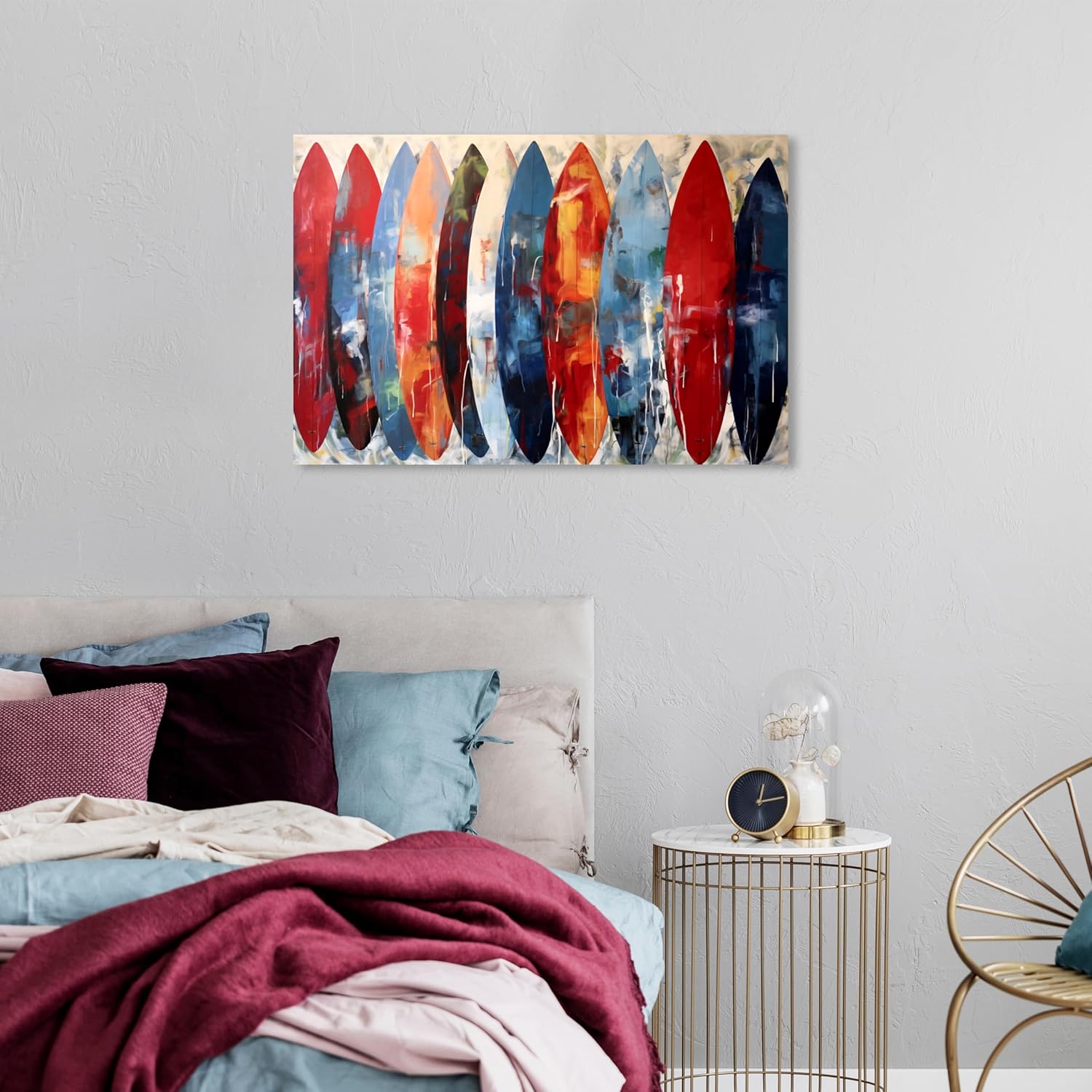Wynwood Studio Sports and Teams – Lienzo decorativo contemporáneo envuelto, escaparate de tablas de surf, arte de pared para sala de estar,