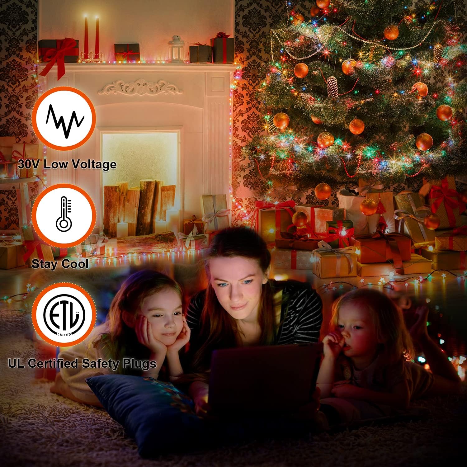 Luces de decoración de Navidad, 320 luces LED de Navidad con estrella superior, 8 modos de luz, impermeables, para exteriores, para patio, hogar,
