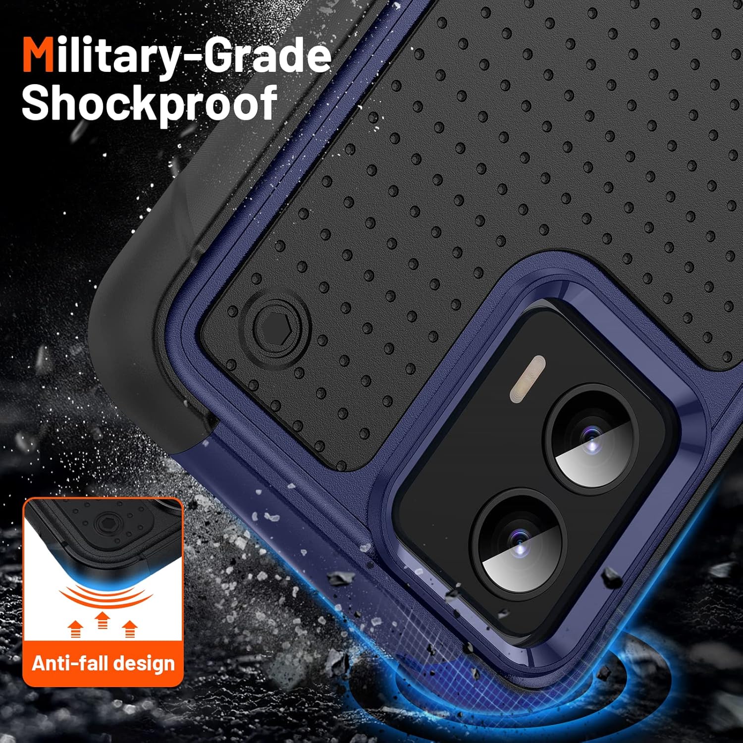 Warsia Funda para Moto G 5G 2023, Motorola G 5G 2023 con protector de pantalla prueba de caídas de grado militar, funda protectora resistente a
