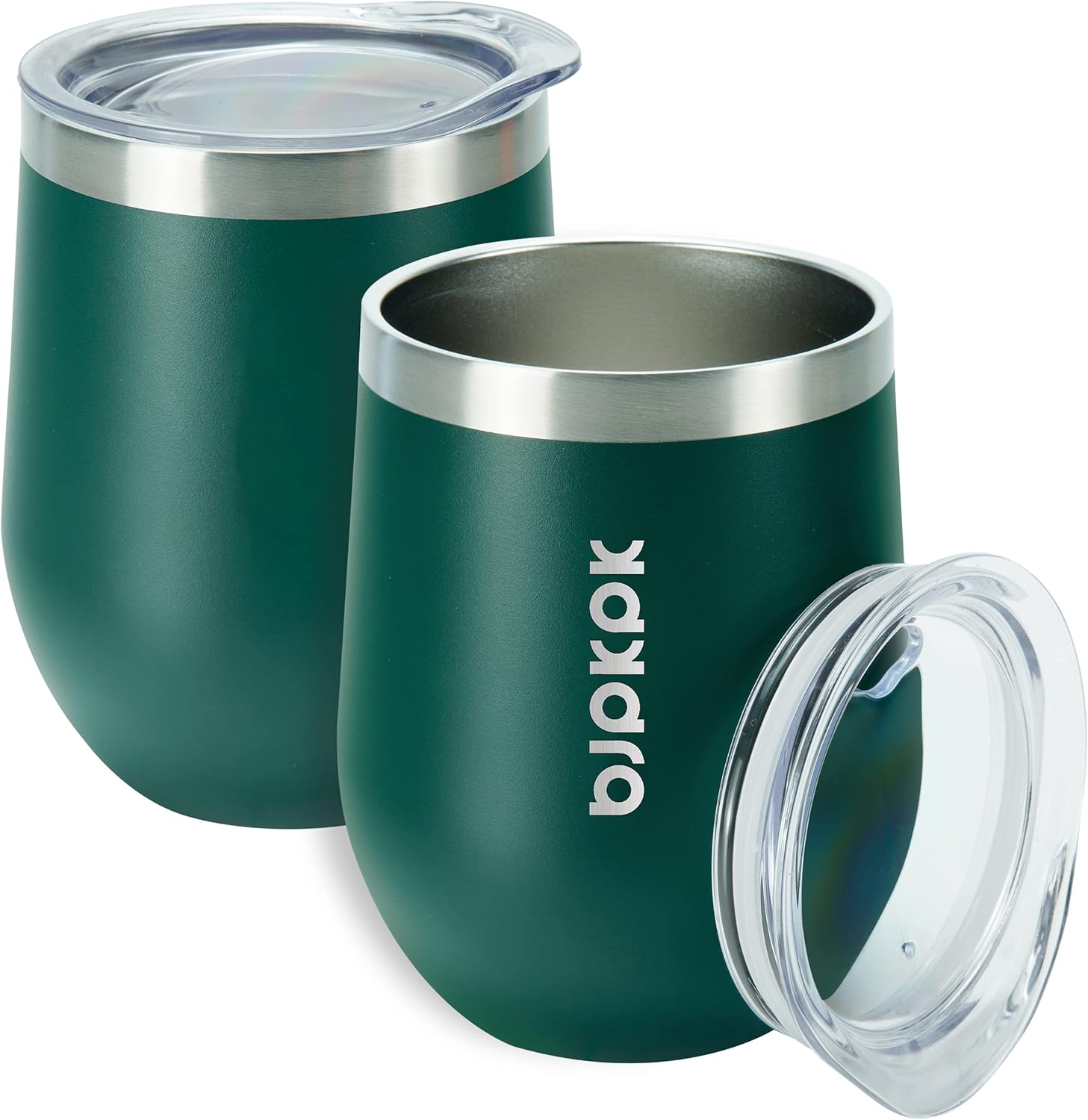 BJPKPK 2 vasos de vino aislados de 12 onzas, vaso de vino aislado de 12 onzas con tapa, vasos de vino de acero inoxidable irrompibles, vaso aislado