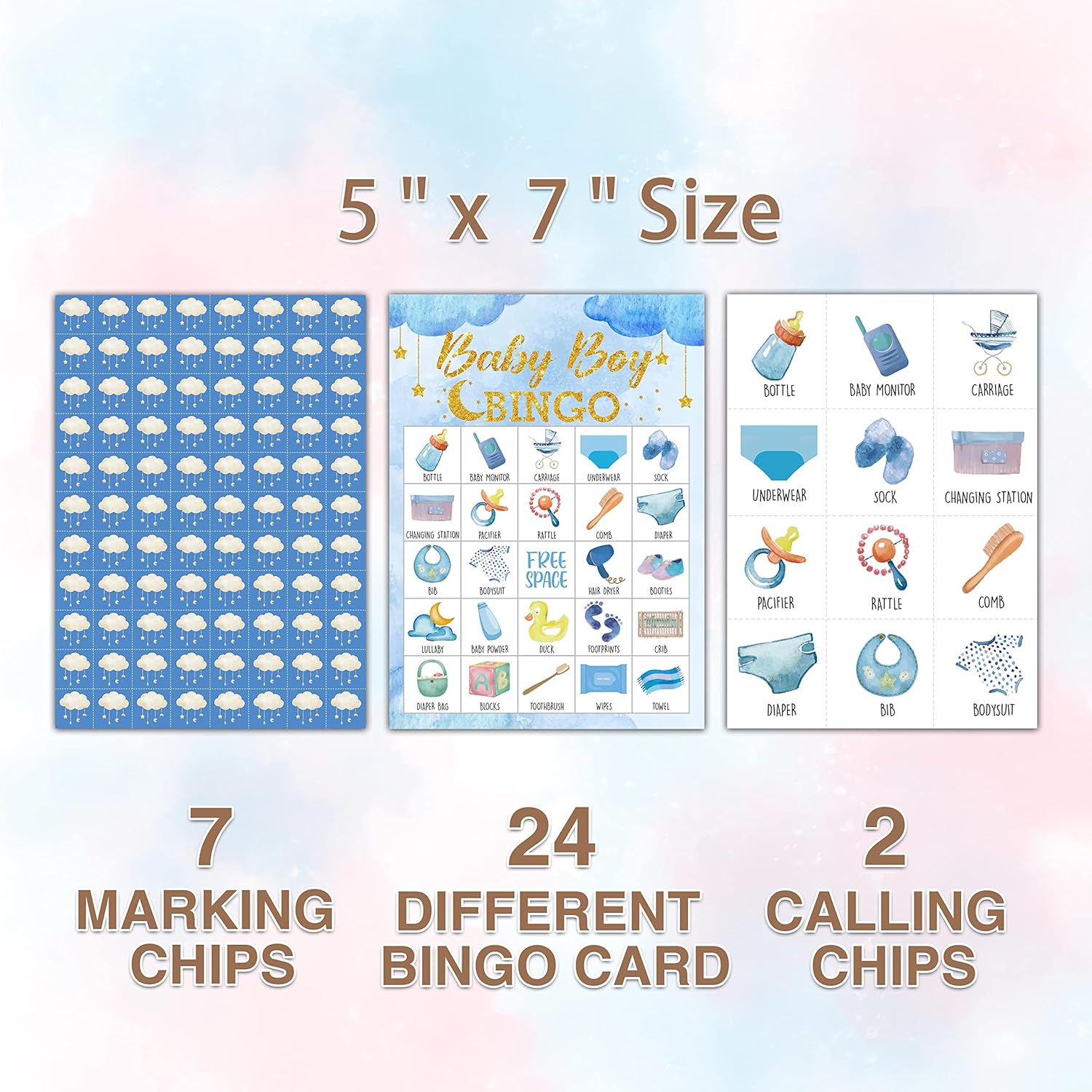 Juegos de bingo para baby shower, tarjetas de bingo para baby shower, juegos de baby shower, juegos de revelación de género, actividad interior al