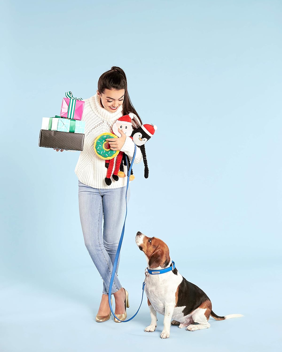 ZippyPaws Juguete de Navidad arrugado para perros, regalos navideños de felpa chirriante para cachorros pequeños y medianos, rellenos interactivos