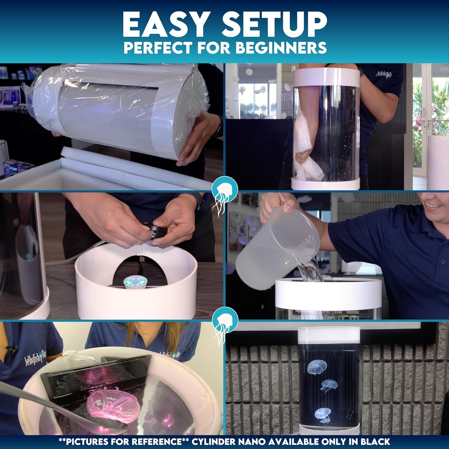 Jellyfish Art Jelly Cylinder Nano Generation 2 (kit solo acuario) – Acuario principiante para medusas vivas