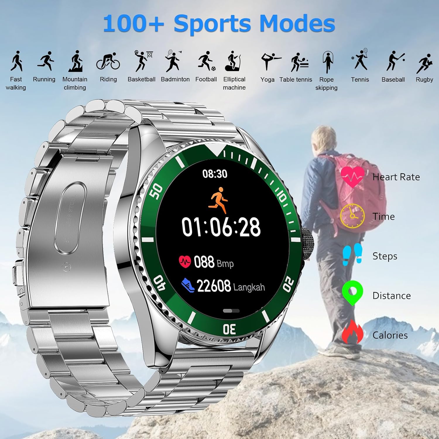 YYKY Reloj inteligente para hombres y mujeres con llamada Bluetooth, monitor de actividad física de 1.32 pulgadas con monitor de sueño de frecuencia