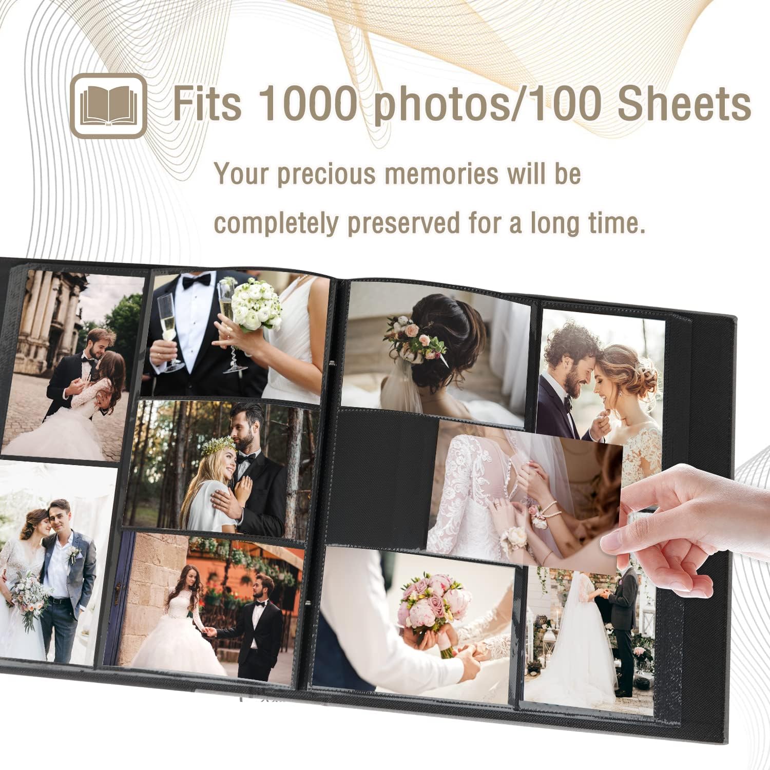 Artmag – Álbum de fotos de tela, 4 x 6, gran capacidad para bodas, aniversario y familia, álbum de lino con capacidad para 1000 fotos horizontales y