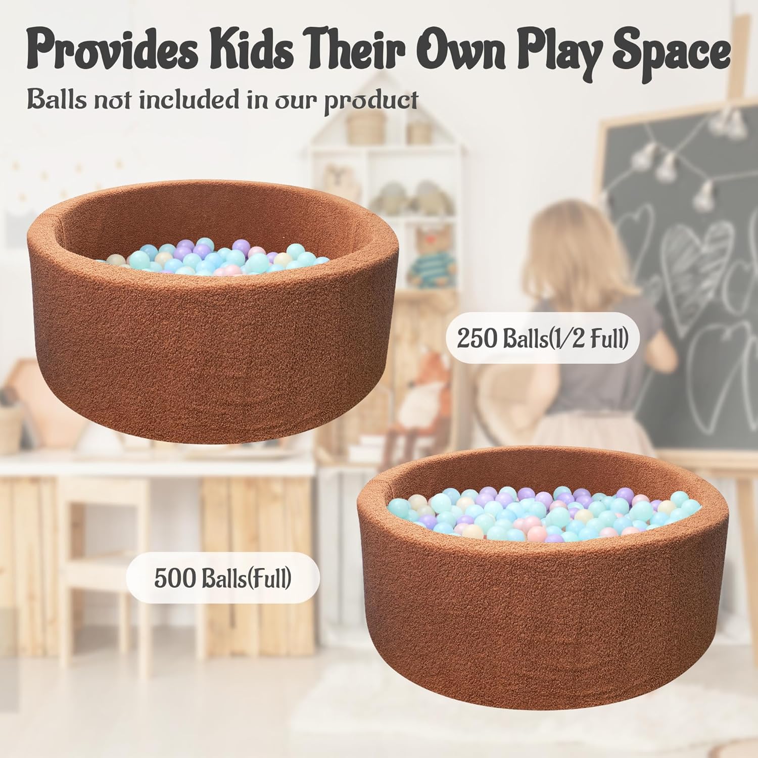 MEOGETY Piscina de bolas de espuma para niños pequeños, bebés, perros y gatos, piscina suave para bebés y bebés, regalos para niñas y niños, bolas