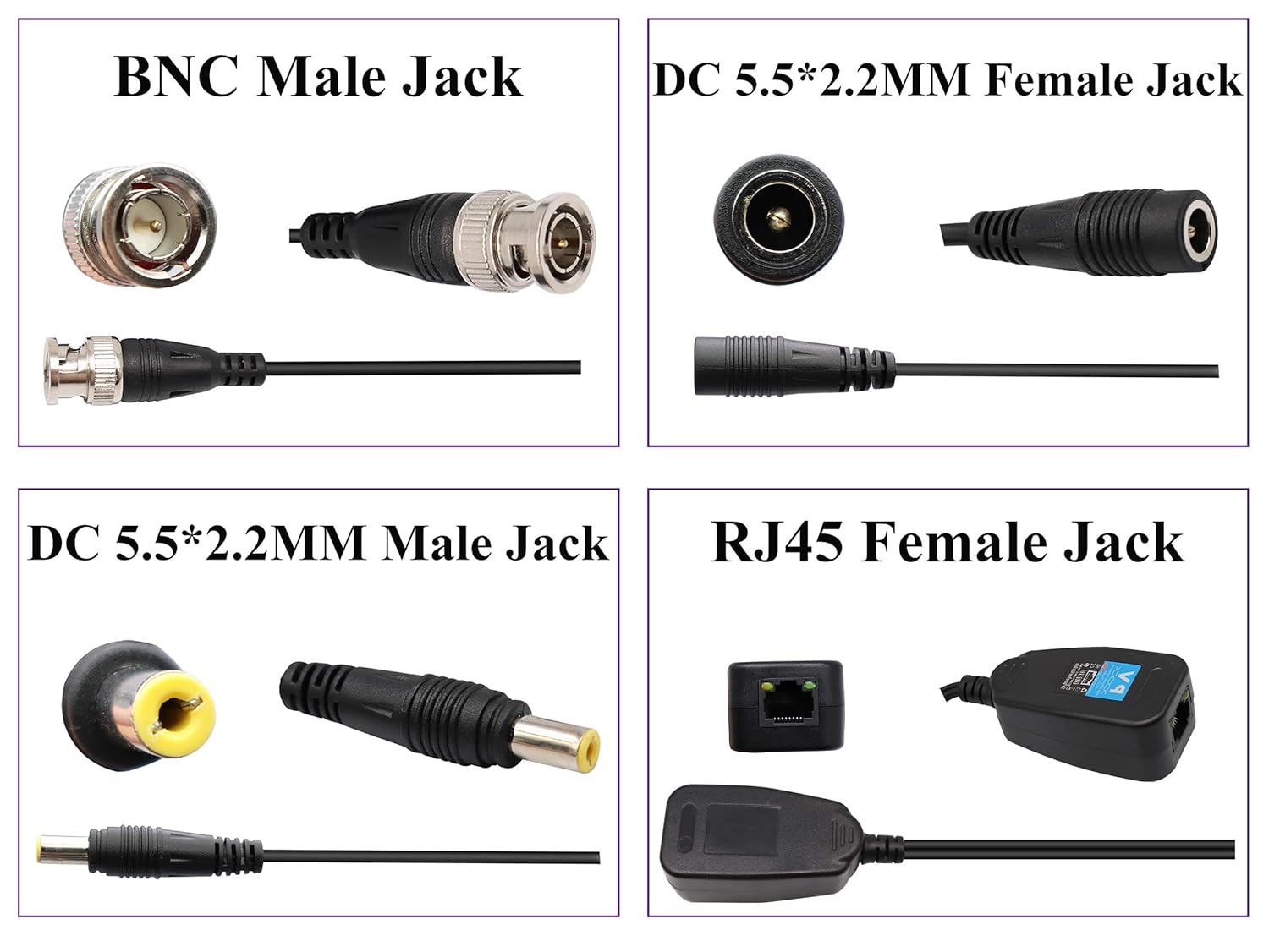 Video Balun Transmisor Transceptor RJ45 a BNC HD-CVITVIAHDCVBS con conector de alimentación CC para 1080P 3MP 4MP 5MP 8MP CCTV Sistema de cámaras de