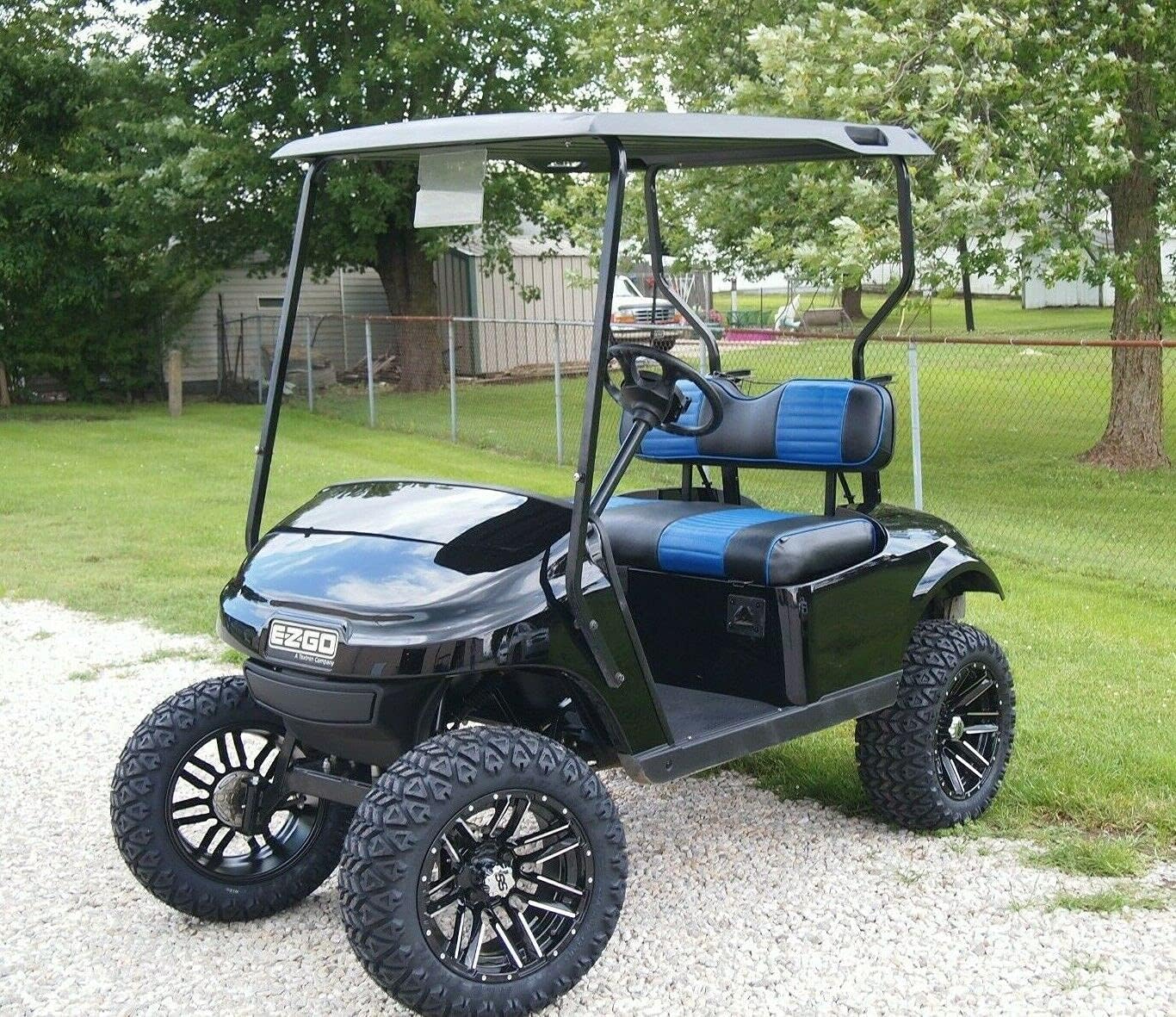 Huskey – Fundas de asiento para carrito de golf delantero y trasero para EZGO y Club Carvarios colores, material de vinilo de grado marino,