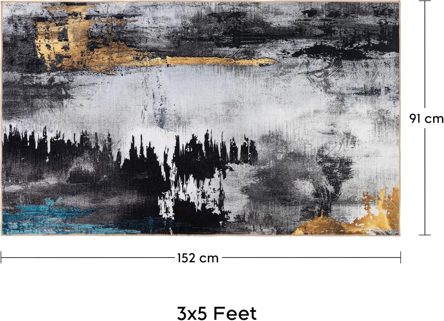 JML Alfombra de área de 3 x 5 pies para sala de estar, alfombra lavable para dormitorio, suave, antideslizante, más gruesa, alfombra de área de pelo