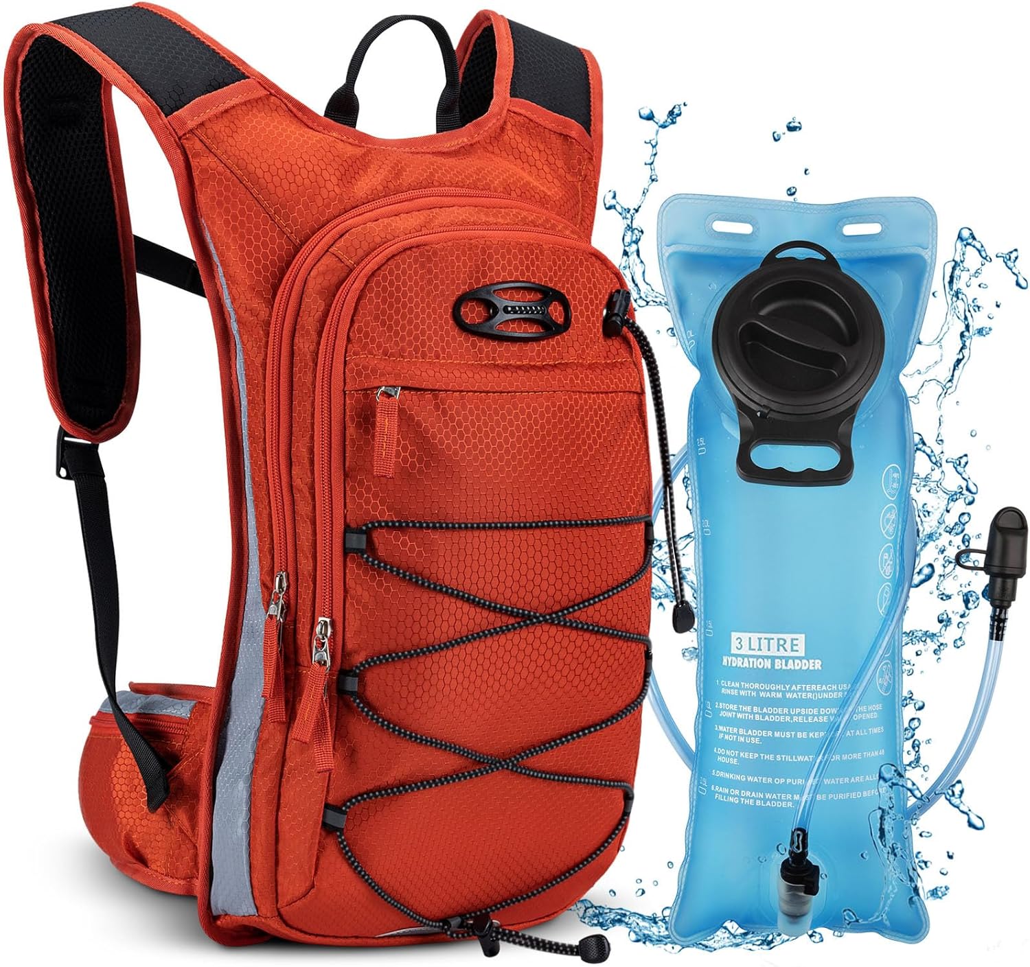 Mochila de hidratación de 3 litros, mochila de agua aislada, mochila de senderismo con vejiga de agua, mochila de vejiga de agua para senderismo,