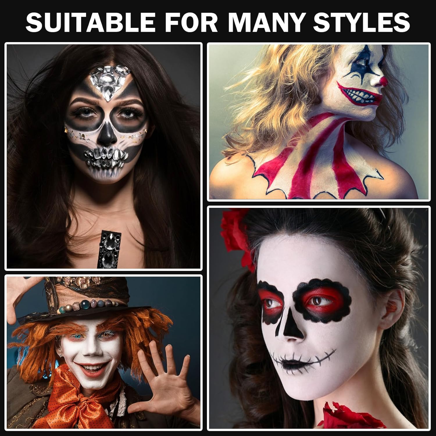 Kit de maquillaje de payaso de 3 piezas, pintura corporal profesional a base de aceite a base de aceite para adultos, Halloween, efectos especiales,