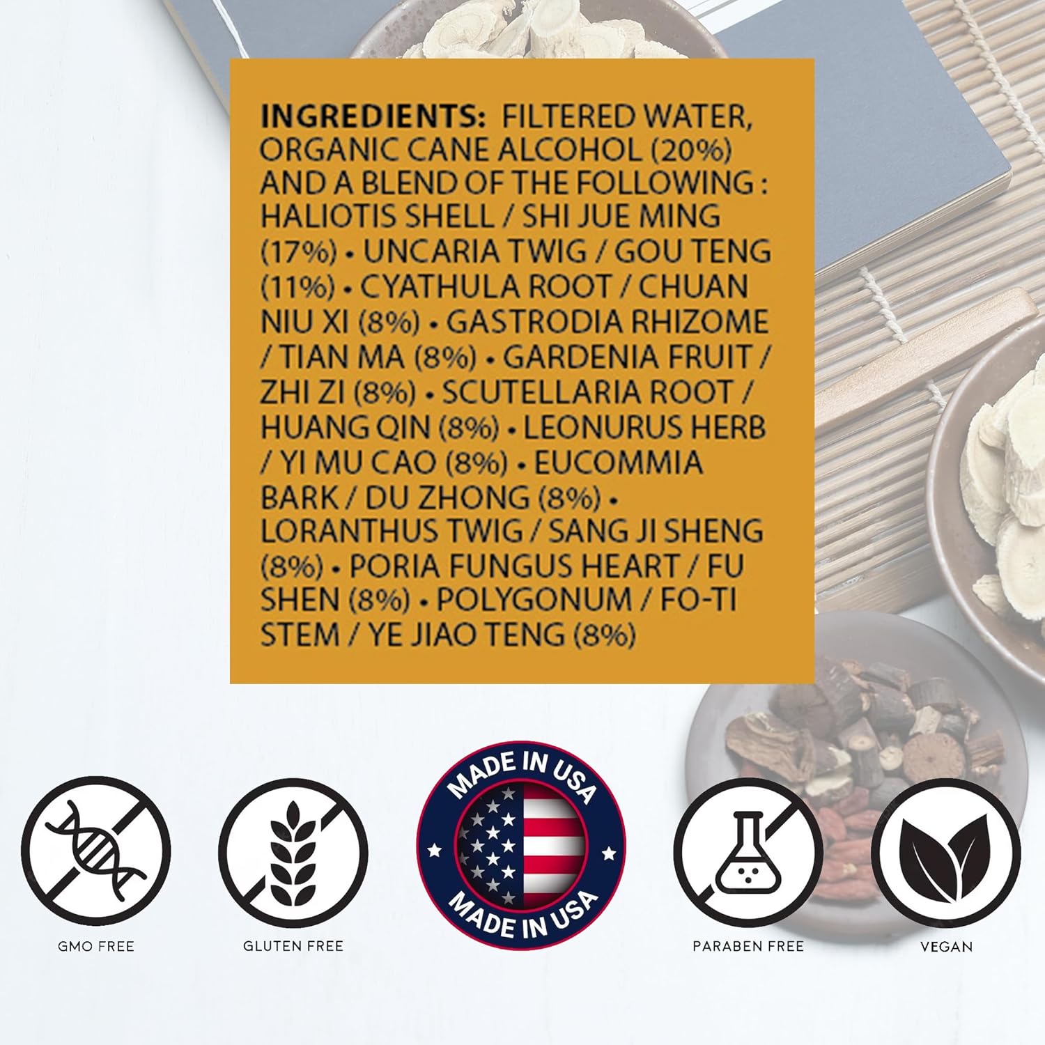 Gastrodia & Uncaria Tian Ma Gou Teng Yin – Tintura de hierbas (extracto líquido) – Concentrado con cuentagotas – Suplemento natural de mezcla de