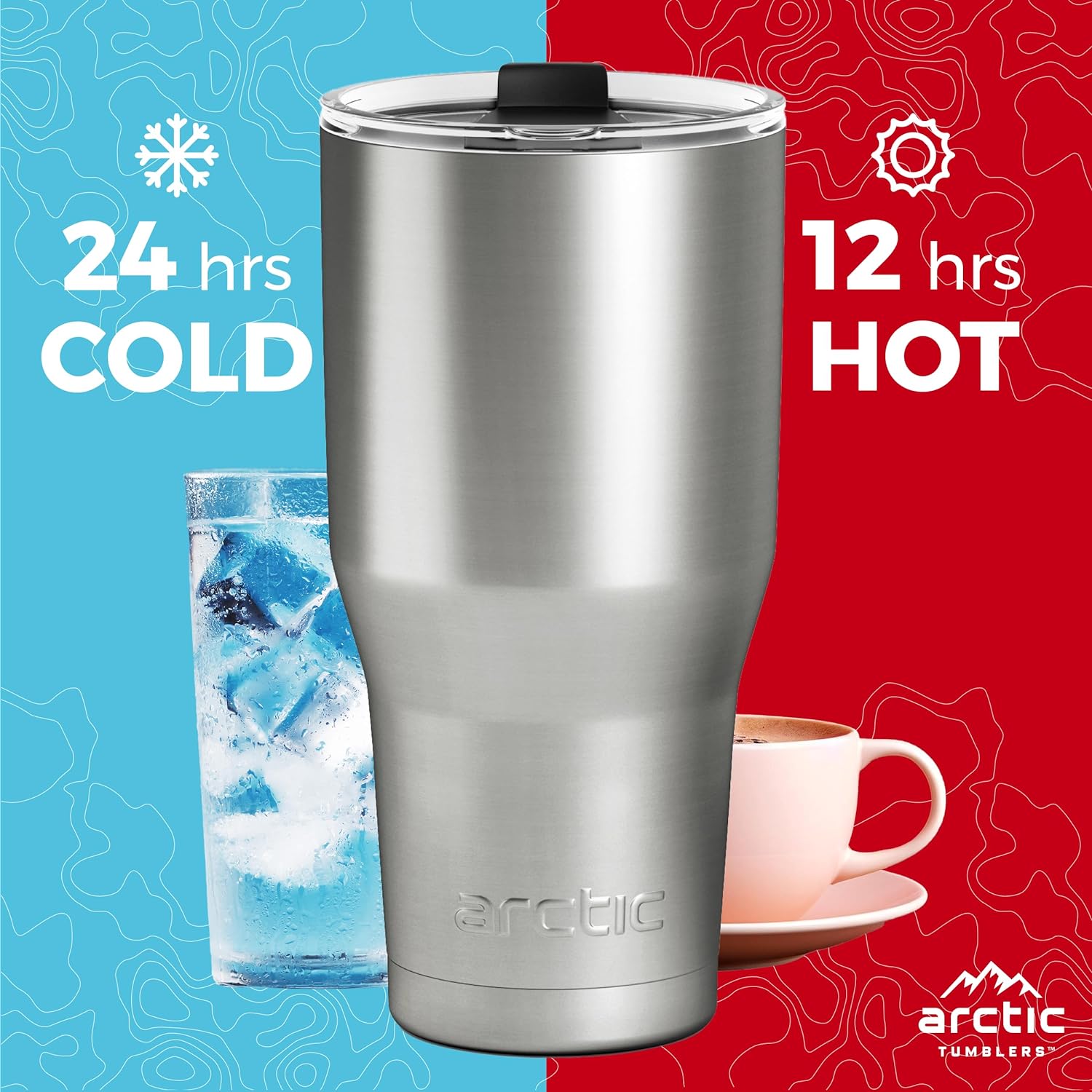 Arctic Tumblers Vaso con aislamiento solar toscano de 30 onzas con popote y limpiador, mantiene la temperatura hasta 24 horas, tapa a prueba de
