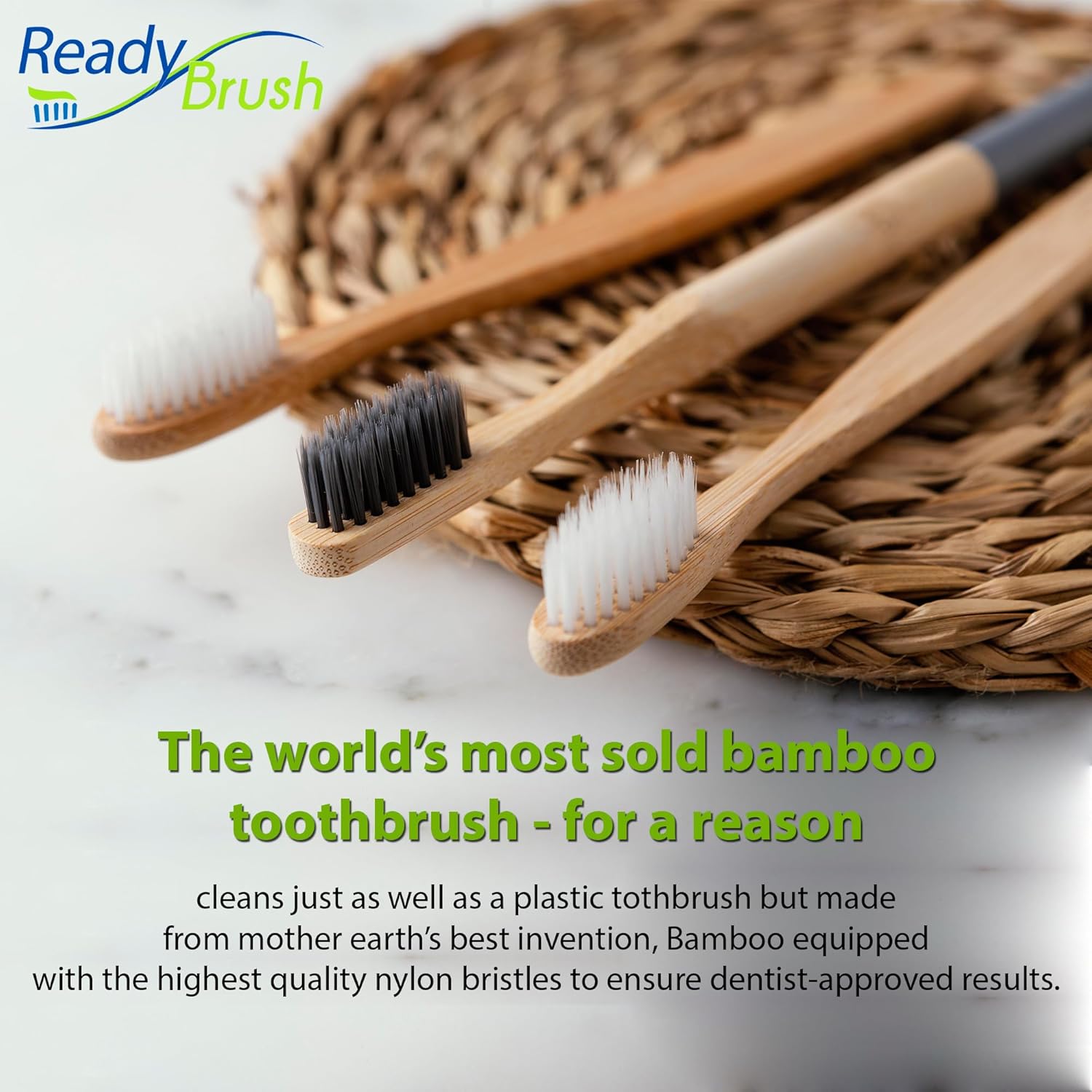 ReadyBrush – Cepillos de dientes de bambú reutilizables prepegados, solución de cuidado bucal todo en uno para una sonrisa fresca y saludable,