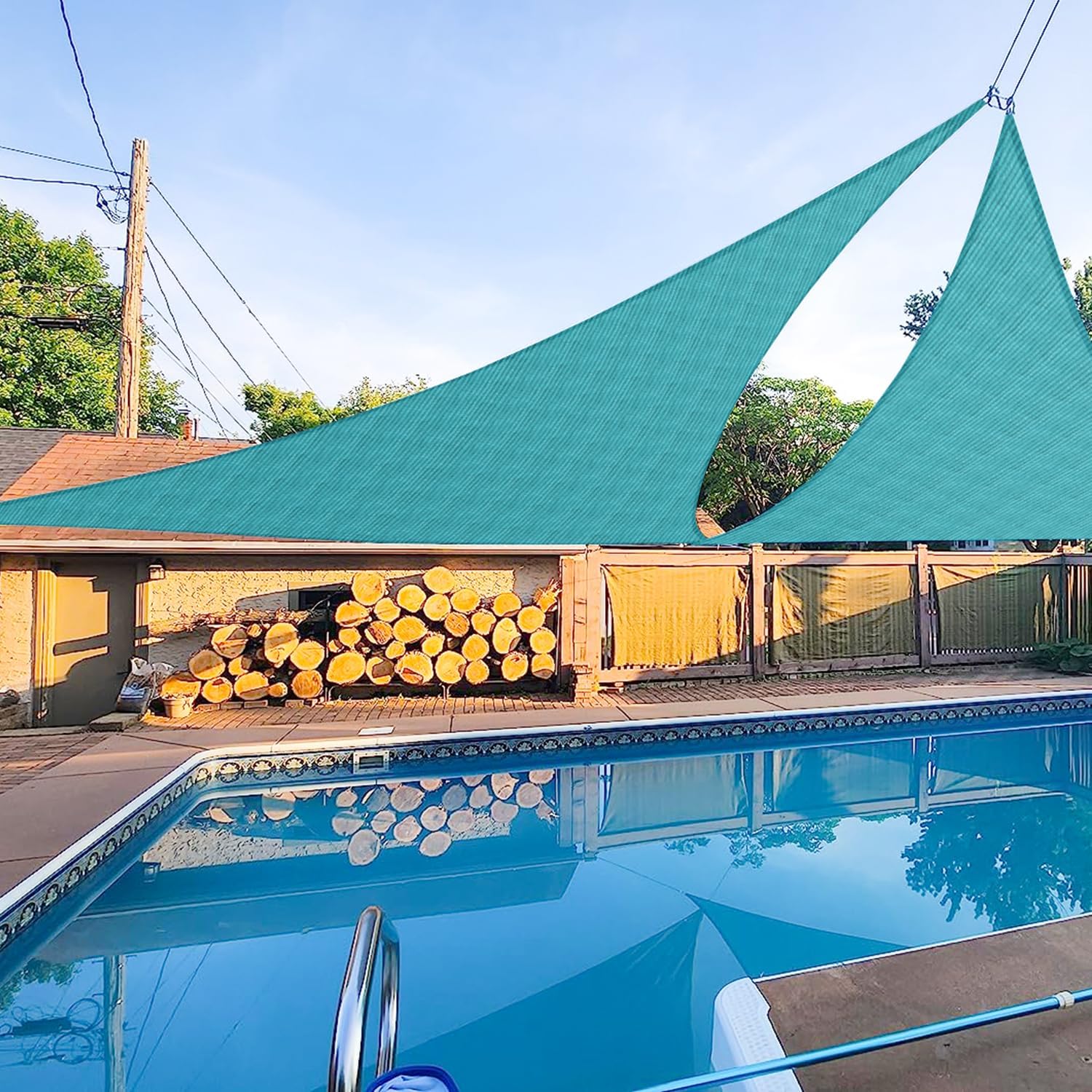 E&K Sunrise – Toldo parasol triangular de 10 x 10 x 10 pies, bloquea los rayos UV, para patio, jardín, al aire libre (turquesa)