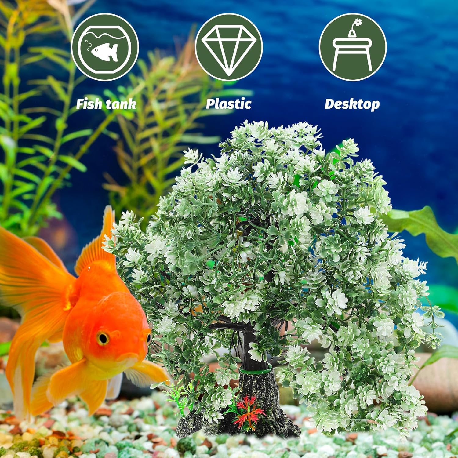 Plantas artificiales para pecera, paisajismo, decoración de tanque de árboles, plantas de reptiles, plantas artificiales de placa de sushi, plantas