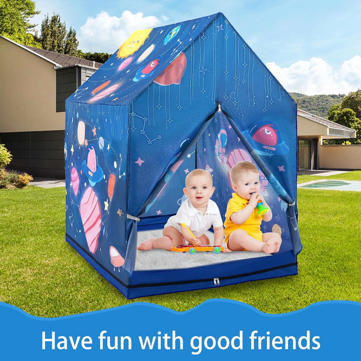 PY Super Mode Kids Play Tent for Boys, Large Toddlers Tent Indoor and Outdoor Playrooms, Children’s Game Astronaut Space World Playhouse Gift Toys,