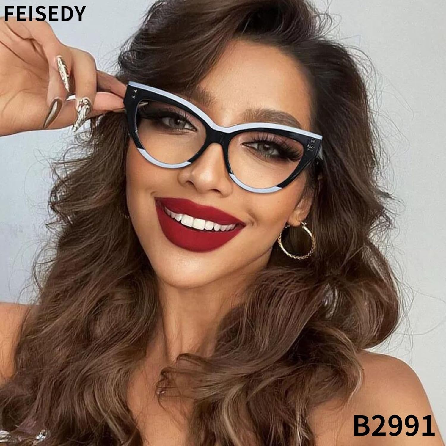 FEISEDY Gafas de lectura de ojo de gato de gran tamaño para mujer, estilo vintage, bloqueo de luz azul, antifatiga ocular B2991