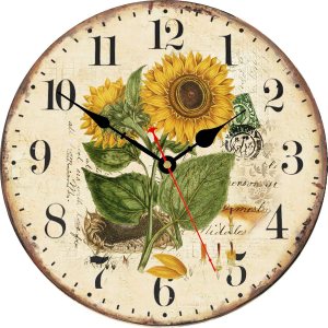TAHEAT Vintage Floral Wall Clock, Yellow Summer Sunflower Kitchen Decor and Accessories, Decorative Battery Operated Clocks for Living Room Bedroom TAHEAT Vintage Floral Wall Clock, Yellow Summer Sunflower Kitchen Decor and Accessories, Decorative Battery Operated Clocks for Living Room Bedroom