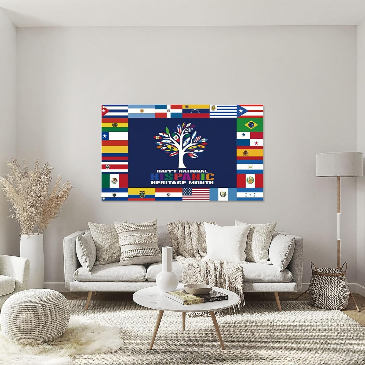 Bandera de árbol de 22 países hispanos hispanos, patrimonio nacional hispano, bandera de 3 x 5 pies, doble impresa, divertida bandera para