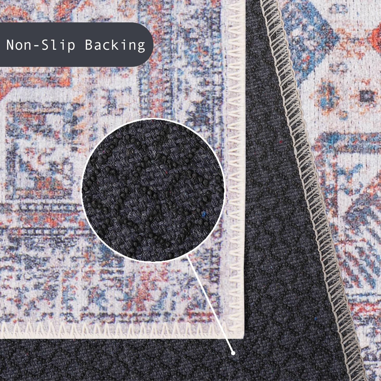 Bellini Rugs Alfombra lavable a máquina con parte trasera antideslizante, alfombra de sala de estar, alfombra de área de cocina, alfombras de área