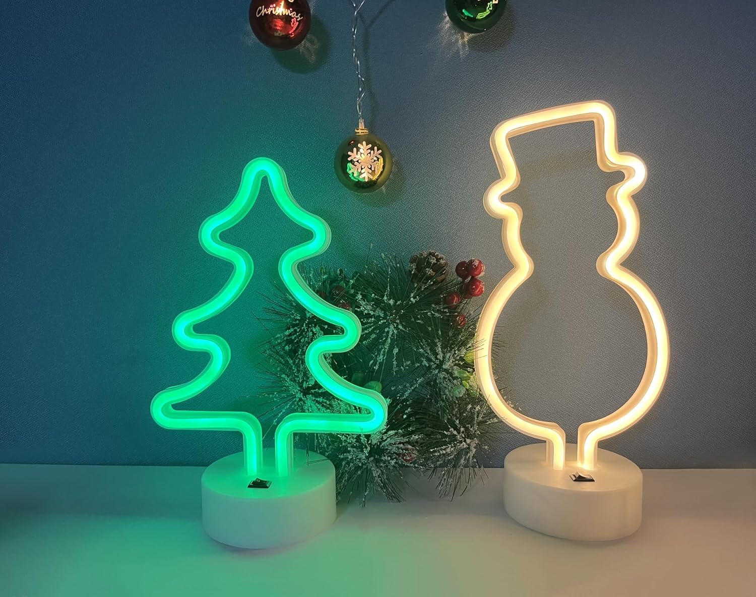 Letrero de luz de neón, letrero de neón LED de muñeco de nieve, alimentado por bateríaUSB, luz nocturna de neón acrílica para Navidad, decoración de