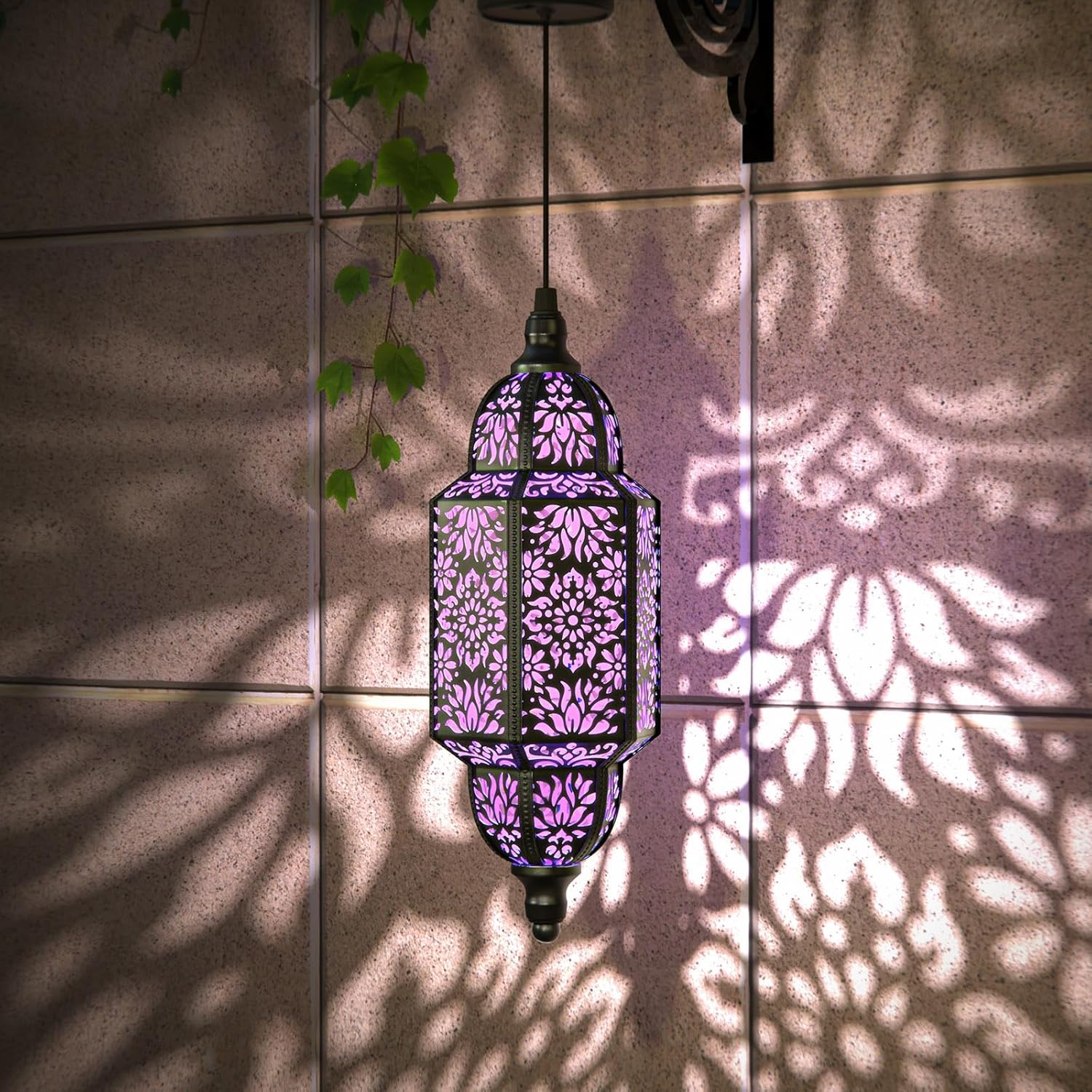 Paquete de 2 luces solares colgantes para jardín, farol solar decorativo para exteriores, impermeables, de metal, marroquí, decoraciones al aire