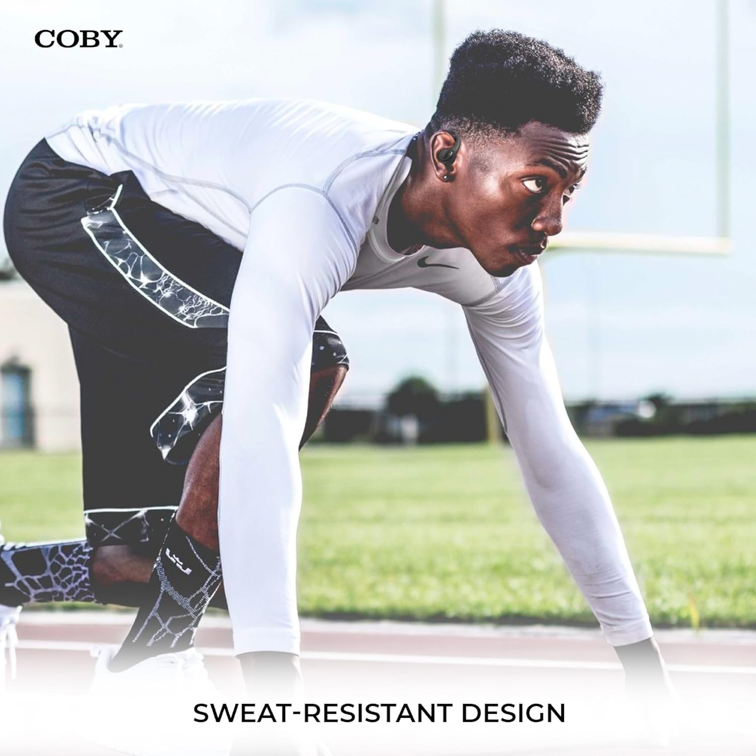 Coby Auriculares Bluetooth inalámbricos verdaderos  Ganchos y puntas intercambiables  Resistente al sudor  Tiempo de reproducción de 14 horas