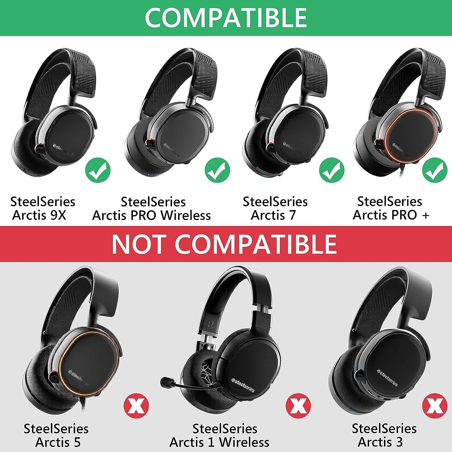 Arctis 7 – Diadema de tela de repuesto compatible con SteelSeries Arctis 7  Arctis 9X  Arctis pro Lossless Wireless Gaming Headset Headband
