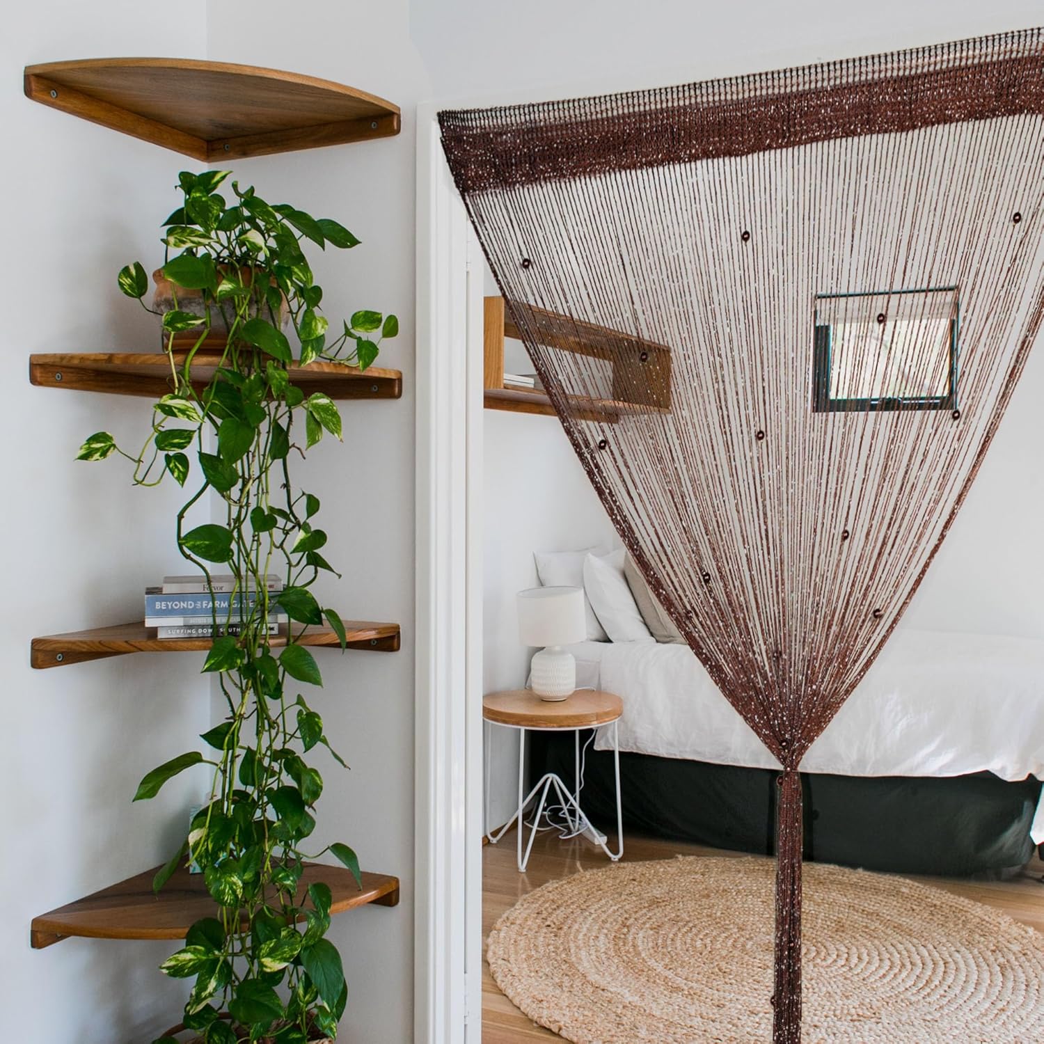 Vagasi Paquete de 2 cortinas con cuentas de 39 x 79 pulgadas, cortinas de cuentas de cristal para puertas, cortinas con borlas y purpurina, cortinas