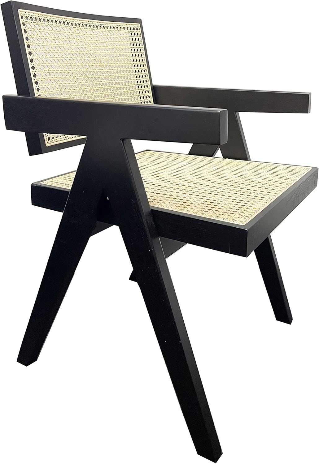 First of a Kind Silla de comedor de caña, silla de comedor de ratán, silla de comedor de caña con brazos y respaldo – Sillas de comedor con respaldo